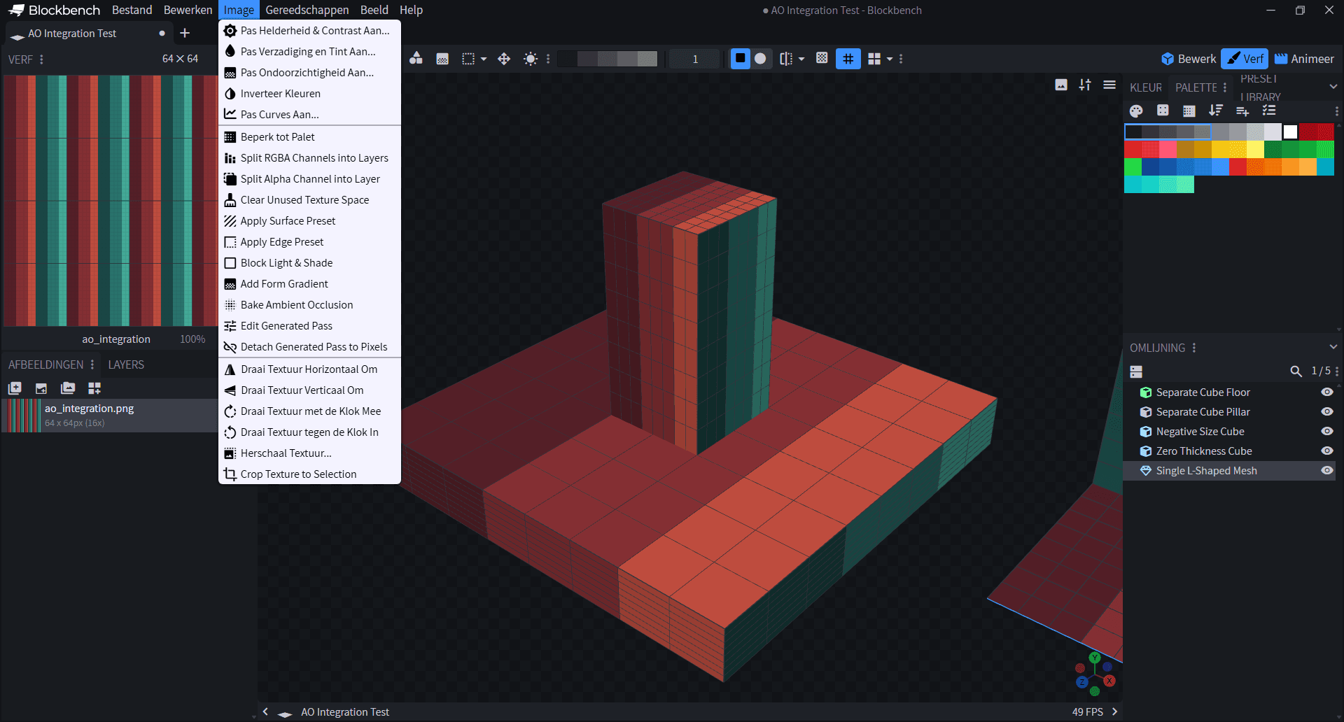 The Image menu with Bake Ambient Occlusion highlighted