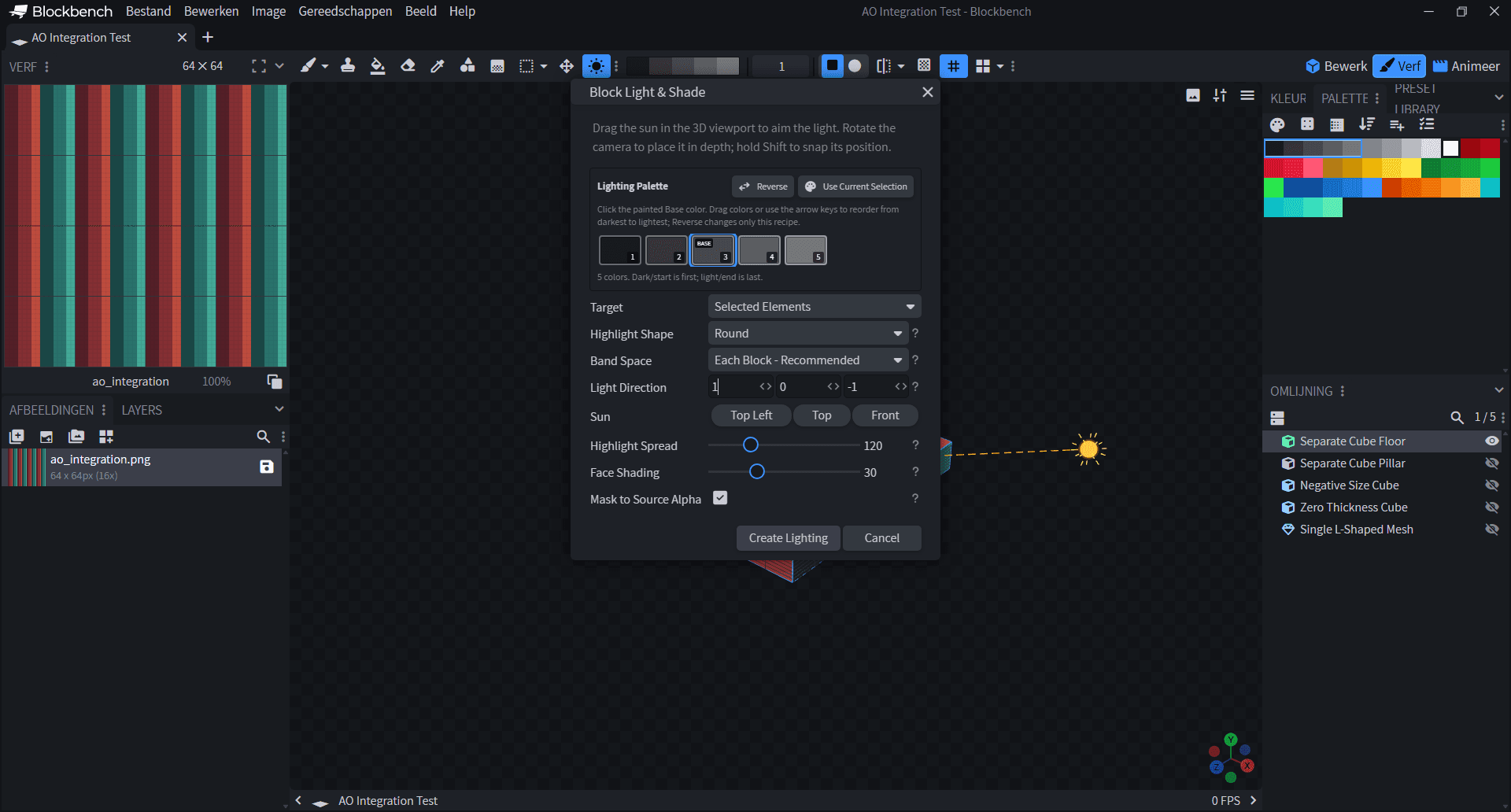 Block Light and Shade controls inside Blockbench