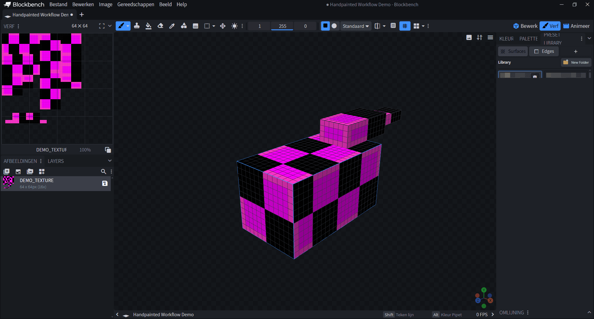 Surface and edge controls in the Blockbench Preset Library