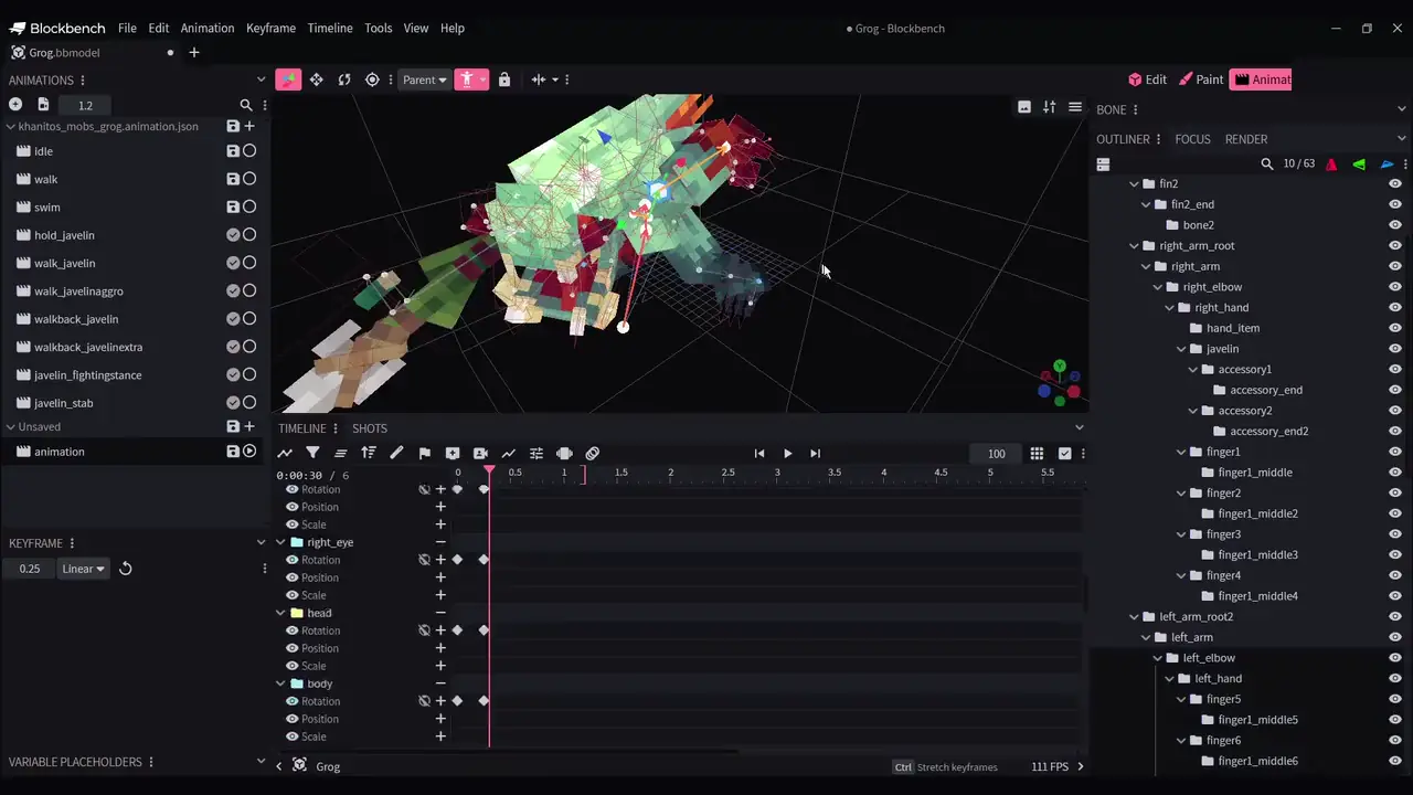 A character being posed with Motion Lab inside Blockbench