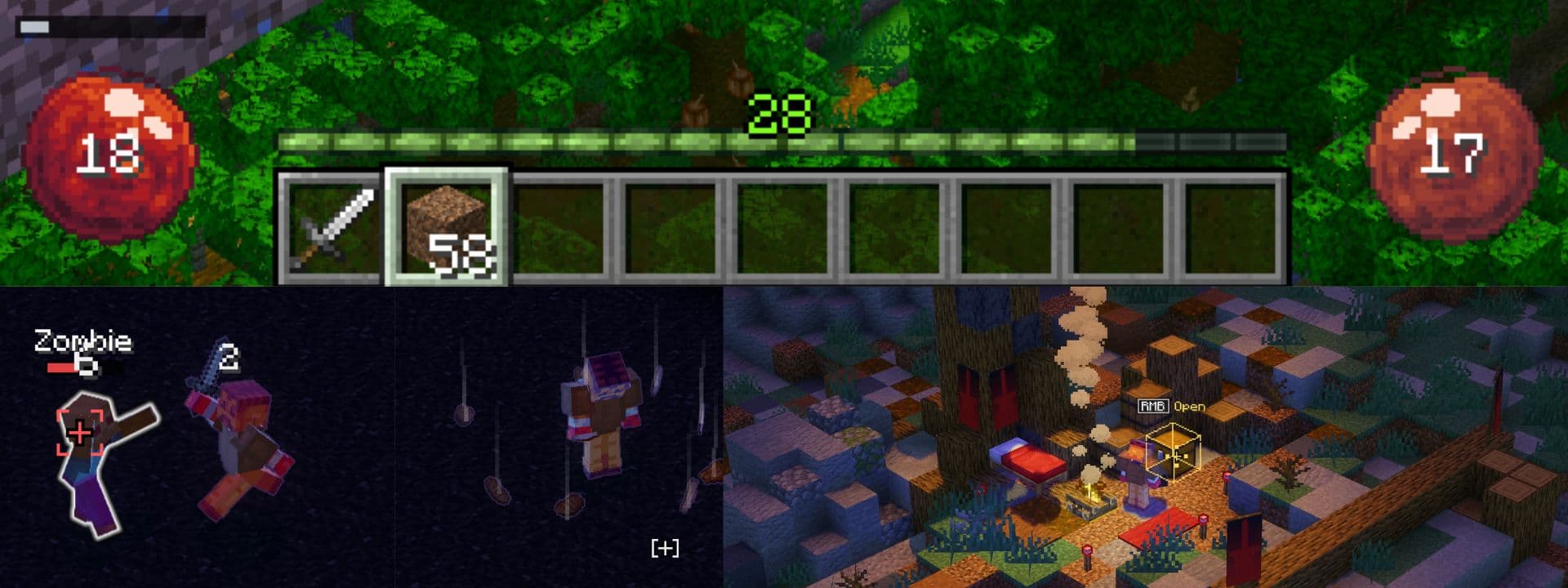Isocraft combat features and ARPG interface