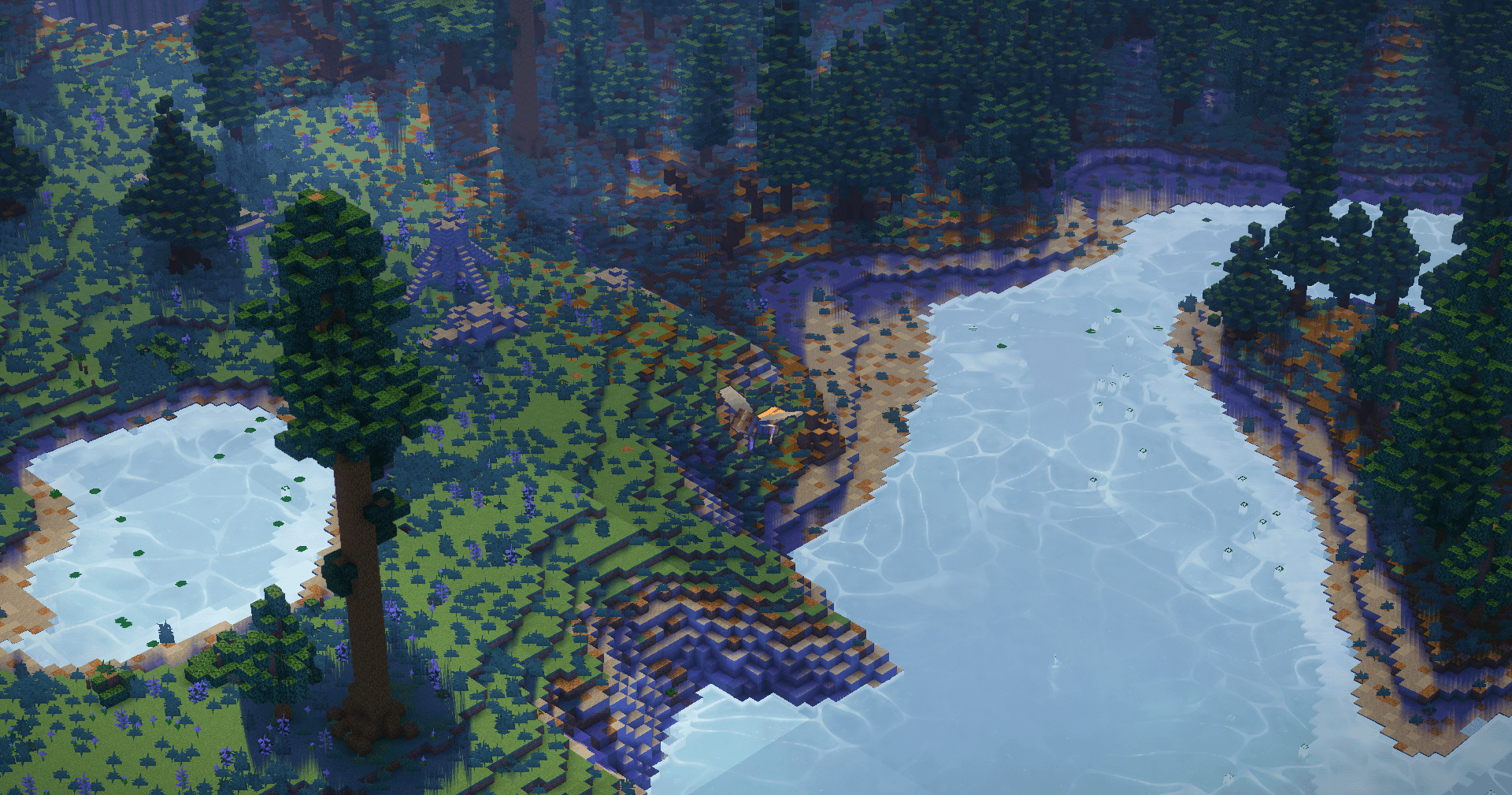 A player flying with elytra in Isocraft