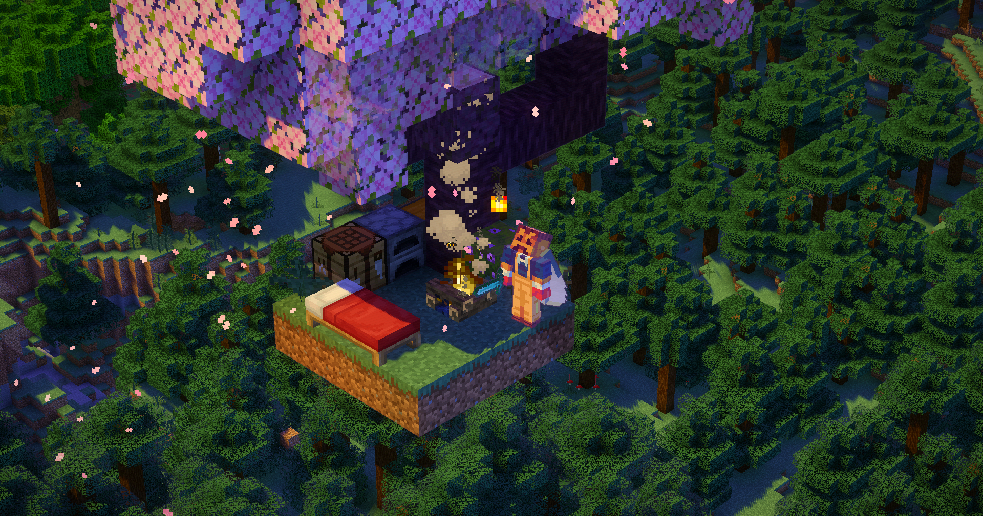 Isocraft isometric Minecraft forest scene