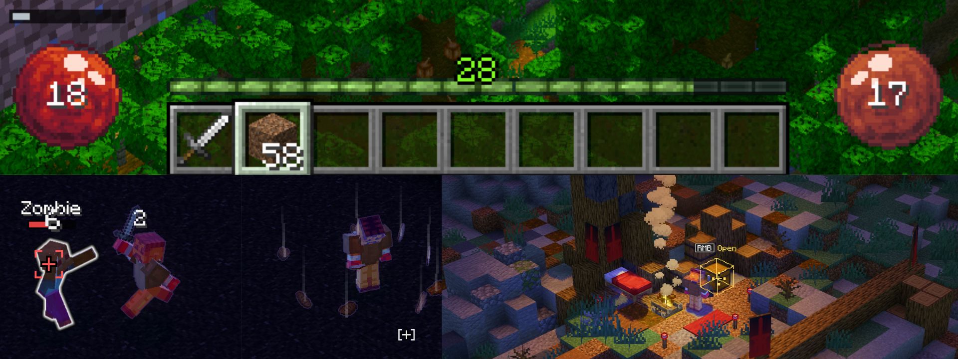 Isocraft combat features and ARPG interface